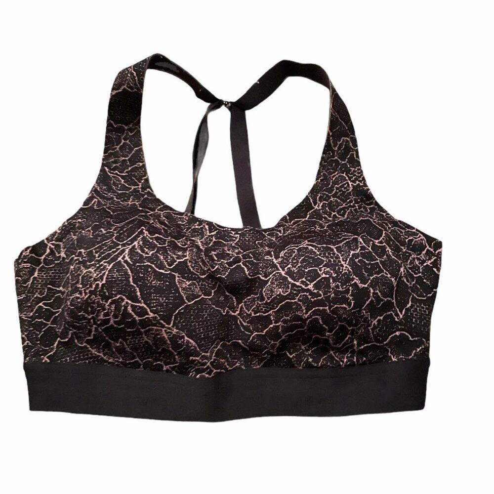 Lululemon Fine Form Lace Sports Bra Lacescape Spanish Rose Black